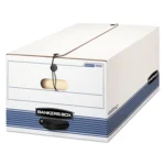 Bankers Box STOR/FILE Medium-Duty Strength Storage Boxes, Legal Files, 15.25" x 19.75" x 10.75", White/Blue, 4/Carton (FEL0070503)