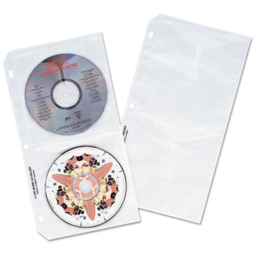 C-Line Deluxe CD Ring Binder Storage Pages, Standard, 4 Disc Capacity, Clear/White, 10/Pack (CLI61958)