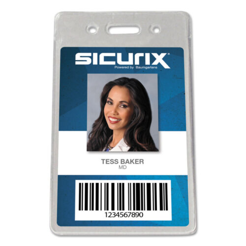 SICURIX Sicurix Proximity Badge Holder, Vertical, 2 1/2w x 4 1/2h, Clear, 50/Pack (BAU47820)