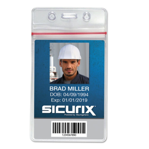 SICURIX Sealable Cardholder, Vertical, 2.62 x 3.75, Clear, 50/Pack (BAU47840)