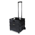 Universal Collapsible Mobile Storage Crate, Plastic, 18.25 x 15 x 18.25 to 39.37, Black (UNV14110)
