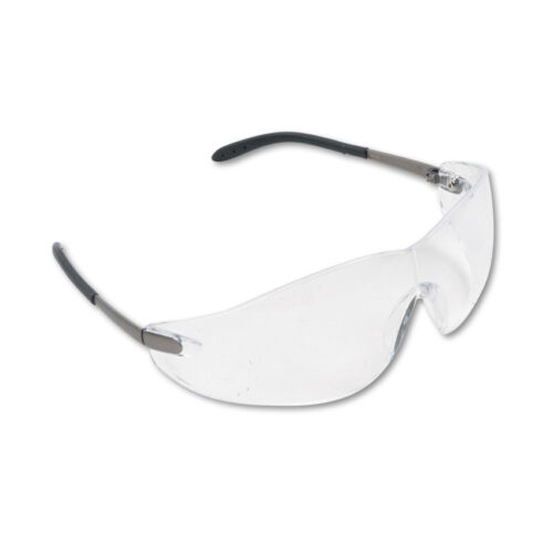MCR Safety Blackjack Wraparound Safety Glasses, Chrome Plastic Frame, Clear Lens, 12/Box (CRWS2110BX)