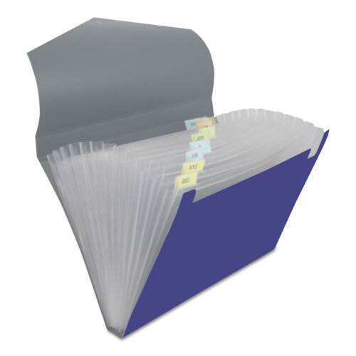 Universal Poly Expanding Files, 13 Sections, Cord/Hook Closure, 1/12-Cut Tabs, Letter Size, Metallic Blue/Steel Gray (UNV20531)