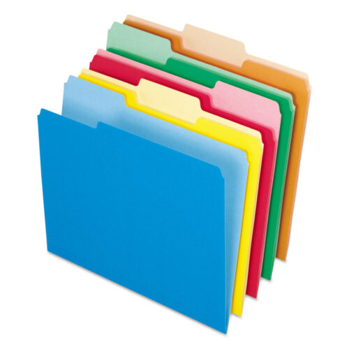 Pendaflex Interior File Folders, 1/3-Cut Tabs: Assorted, Letter Size, Assorted Colors: Blue/Green/Orange/Red/Yellow, 100/Box (PFX421013ASST)