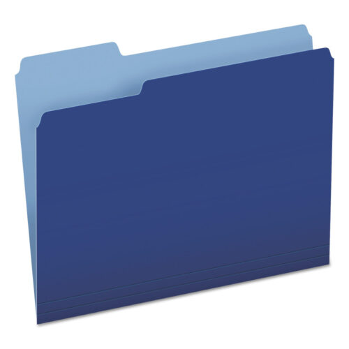 Pendaflex Colored File Folders, 1/3-Cut Tabs: Assorted, Letter Size, Navy Blue/Light Blue, 100/Box (PFX15213NAV)