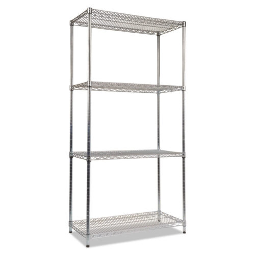 Alera NSF Certified Industrial Four-Shelf Wire Shelving Kit, 36w x 18d x 72h, Silver (ALESW503618SR)