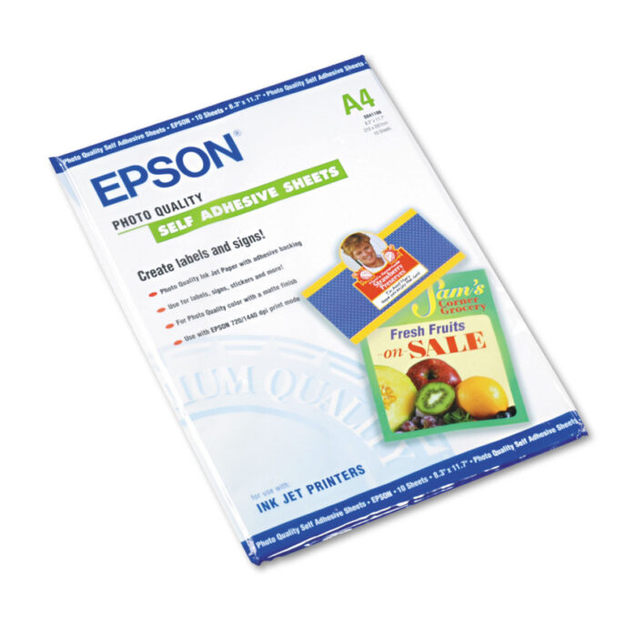 Epson Photo-Quality Self Adhesive Paper, 8.38 x 11.75, Matte White, 10/Pack (EPSS041106)