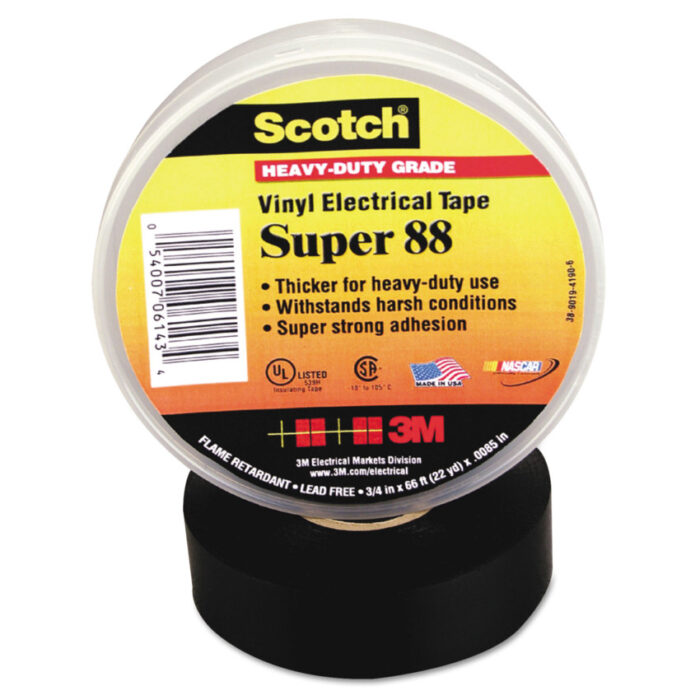 3M Scotch 88 Super Vinyl Electrical Tape, 0.75 x 66 ft, Black (MMM06143)