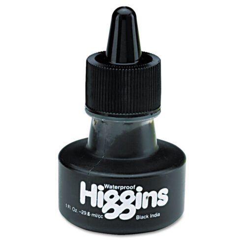 Higgins Waterproof Pigmented Drawing Ink, 1 oz Bottle, Black (HIG44201)