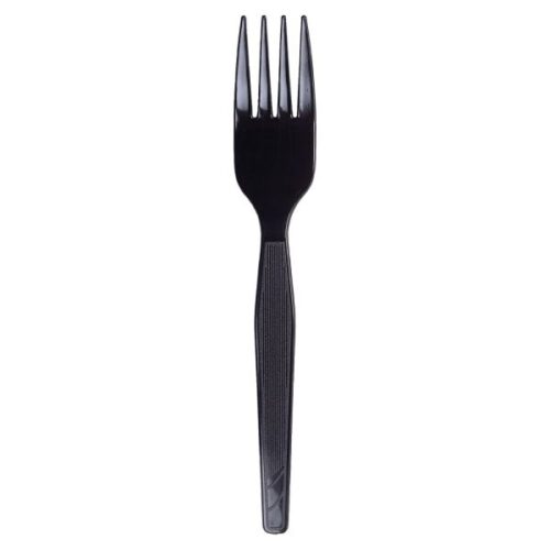 Dixie Plastic Cutlery, Heavy Mediumweight Forks, Black, 1,000/Carton (DXEFM507CT)