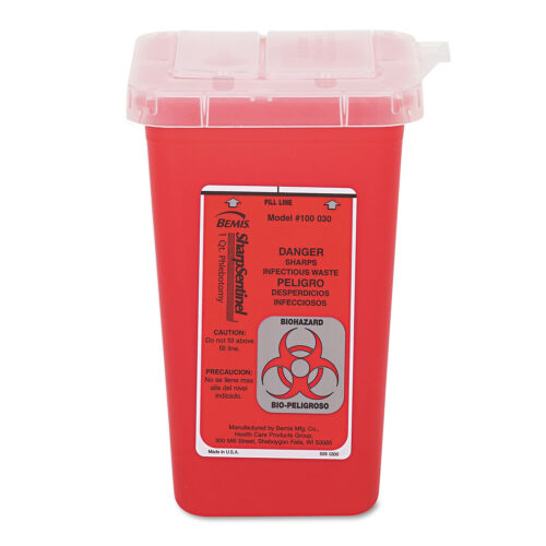 Impact 1-Quart Sharps Container, Plastic, Red (IMP7350)