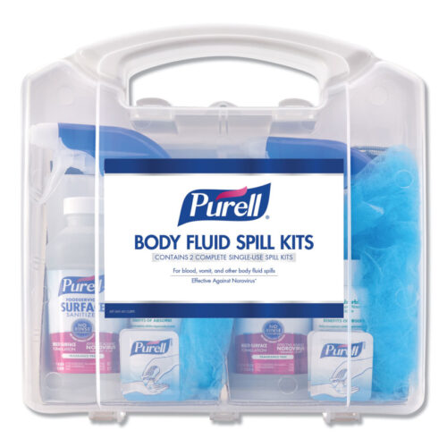 PURELL Body Fluid Spill Kit, 4.5" x 11.88" x 11.5", One Clamshell Case with 2 Single Use Refills/Carton (GOJ384101CLMS)