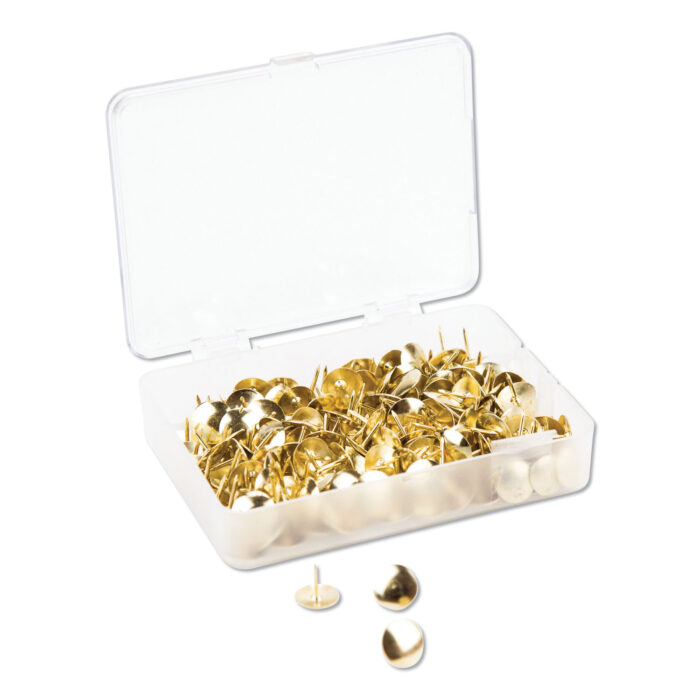 U Brands Fashion Metal Thumbtacks, Metal, Gold, 0.38", 200/Pack (UBR3091U0624)