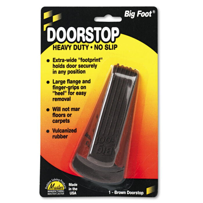 Master Caster Big Foot Doorstop, No Slip Rubber Wedge, 2.25w x 4.75d x 1.25h, Brown (MAS00920)
