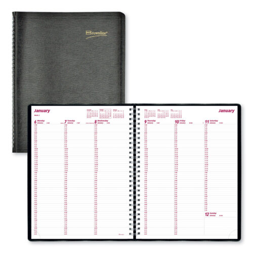Brownline Essential Collection Weekly Appointment Book in Columnar Format, 11 x 8.5, Black Cover, 12-Month (Jan to Dec): 2025 (REDCB950BLK)