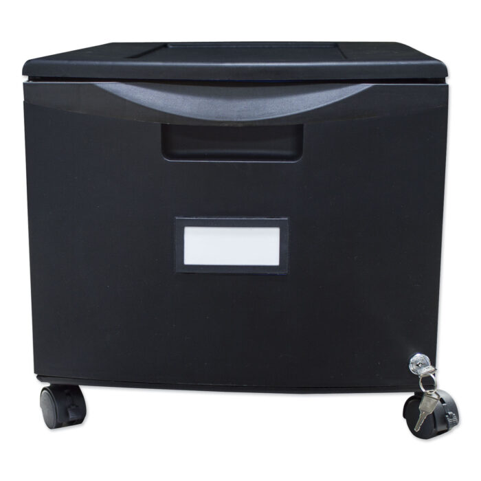 Storex Single-Drawer Mobile Filing Cabinet, 1 Legal/Letter-Size File Drawer, Black, 14.75" x 18.25" x 12.75" (STX61264B01C)