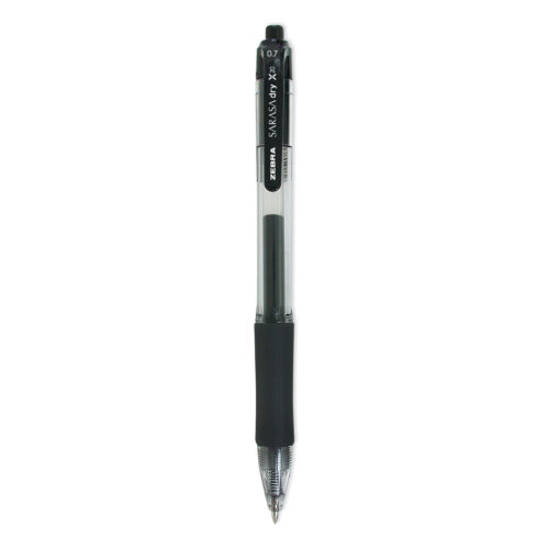 Zebra Sarasa Dry Gel X20 Gel Pen, Retractable, Medium 0.7 mm, Black Ink, Clear/Black Barrel, 36/Pack (ZEB46136)