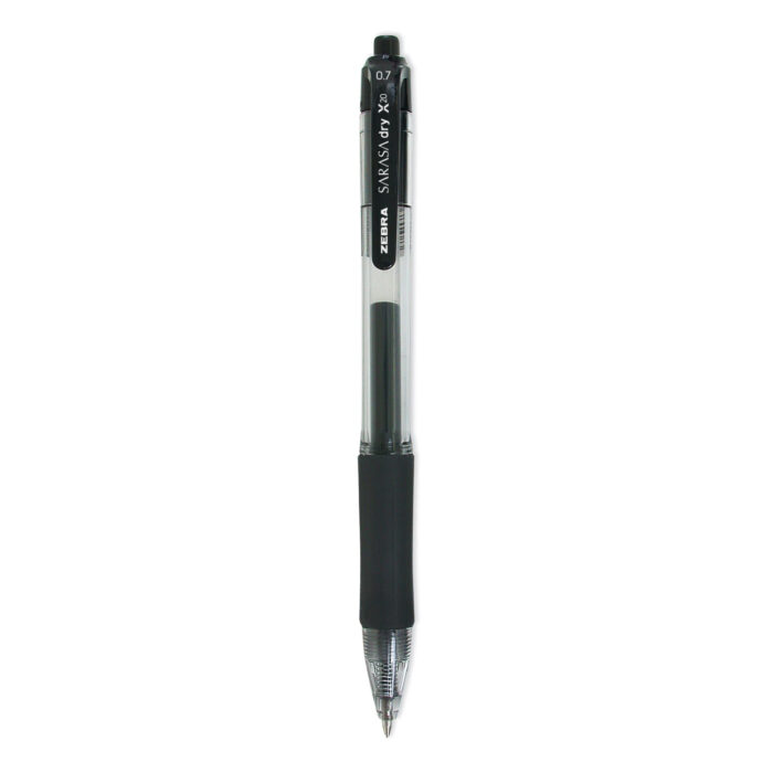 Zebra Sarasa Dry Gel X20 Gel Pen, Retractable, Medium 0.7 mm, Black Ink, Clear/Black Barrel, 36/Pack (ZEB46136)