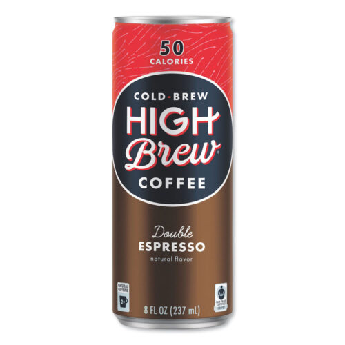 HIGH Brew Coffee Cold Brew Coffee + Protein, Double Expresso, 8 oz Can, 12/Pack (HIH00500)