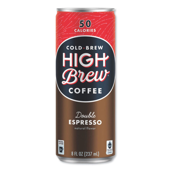 HIGH Brew Coffee Cold Brew Coffee + Protein, Double Expresso, 8 oz Can, 12/Pack (HIH00500)