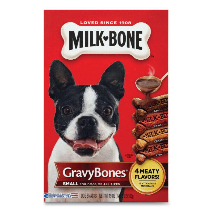 Milk-Bone Small Sized GravyBones Dog Biscuits, Bacon; Beef; Chicken; Liver, 19 oz (SMU94203)