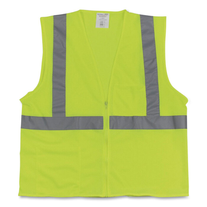 PIP ANSI Class 2 Two-Pocket Zipper Mesh Safety Vest, X-Large, Hi-Viz Lime Yellow (PID3020702ZLYXL)