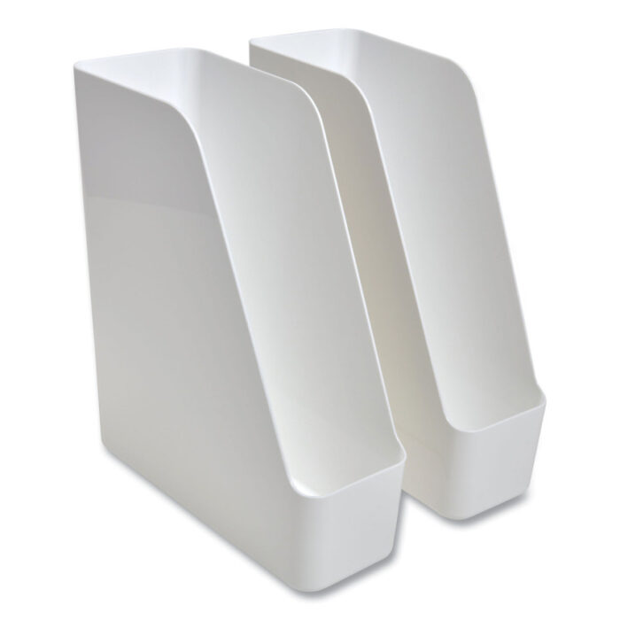 TRU RED Plastic Magazine File, 4.28 x 10.47 x 11.7, White, 2/Pack (TUD24380802)
