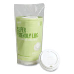 Perk Compostable Plastic Hot Cup Lids, Fits 10 oz , 12 oz, 16 oz Cups, White, 50/Pack (PRK24394129)