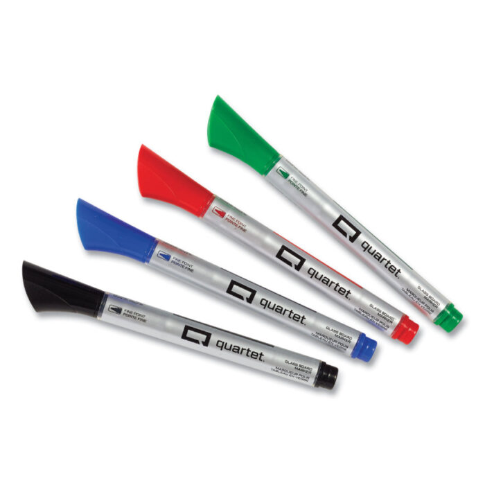 Quartet Premium Glass Board Dry Erase Marker, Fine Bullet Tip, Assorted Colors, 4/Pack (QRT79555)