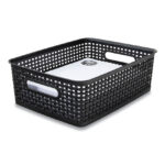 Advantus Plastic Weave Bin, Medium, 14" x 10.5" x 4.63", Black (AVT36003)