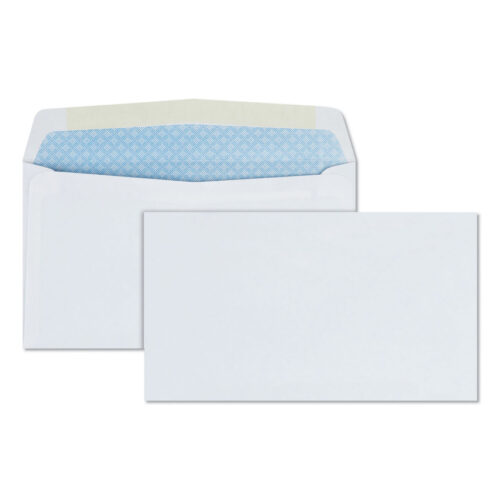 Quality Park Security Tint Business Envelope, #6 3/4, Commercial Flap, Gummed Closure, 3.63 x 6.5, White, 500/Box (QUA10412)