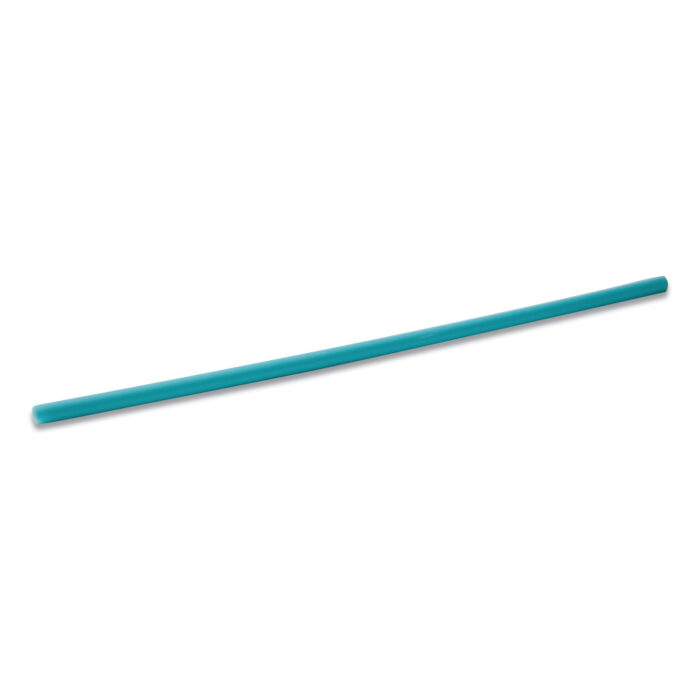 Phade Marine Biodegradable Stir Straws are 5-inch straws made from PHA, a material from canola oil. They break down in the ocean, soil, and compost. The straws are Ocean Blue and come in boxes of 1,000, with 6 boxes per carton.