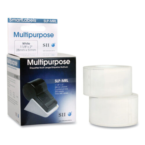 Seiko SLP-MRL Self-Adhesive Multipurpose Labels, 1.12" x 2", White, 220 Labels/Roll, 2 Rolls/Box (SKPSLPMRL)