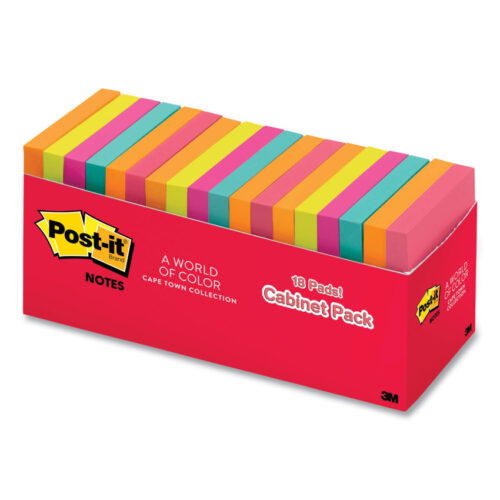 Post-it Original Pop-up Refill Cabinet Pack, 3" x 3", Poptimistic Collection Colors, 100 Sheets/Pad, 18 Pads/Pack (MMMR33018CTCP)