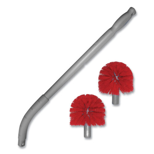 Unger Ergo Toilet Bowl Brush with Nylon Bristle Head, Handle and 2 Heads (UNGBBCOR)