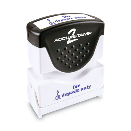 ACCUSTAMP2 Pre-Inked Shutter Stamp, Blue, FOR DEPOSIT ONLY, 1.63 x 0.5 (COS035601)