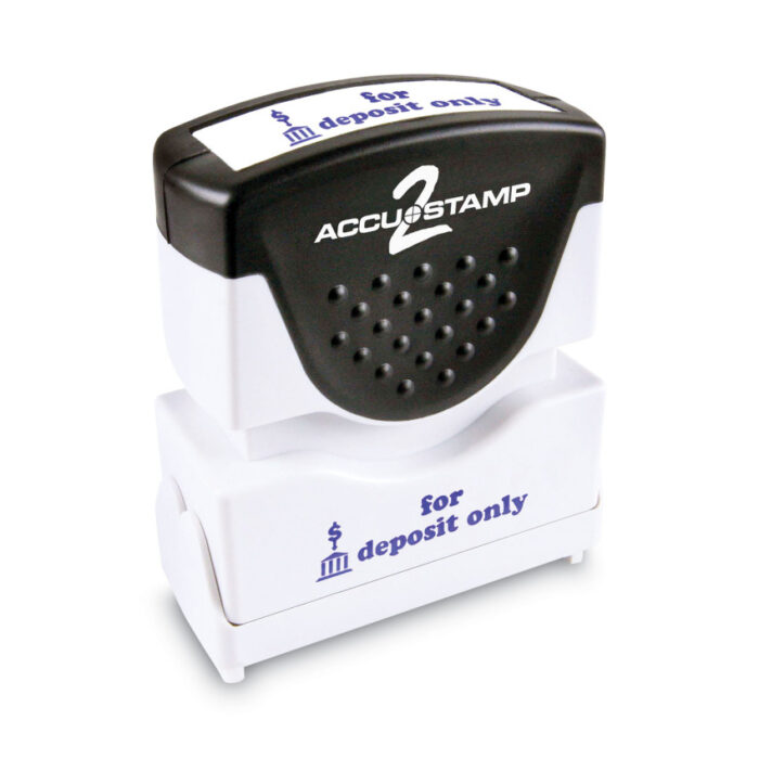ACCUSTAMP2 Pre-Inked Shutter Stamp, Blue, FOR DEPOSIT ONLY, 1.63 x 0.5 (COS035601)