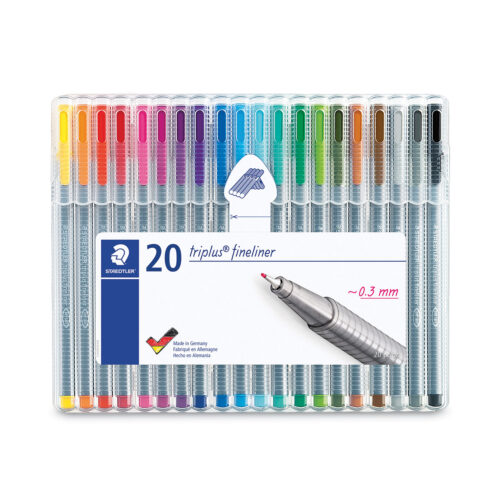 Staedtler Triplus Fineliner Porous Point Pen, Stick, Extra-Fine 0.3 mm, Assorted Ink and Barrel Colors, 20/Pack (STD334SB20A6)
