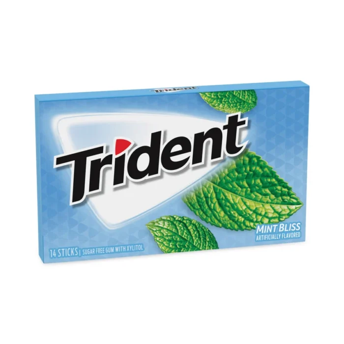Trident Sugar-Free Gum, Mint Bliss, 14 Sticks/Pack, 12 Pack/Carton (GRR30400065)