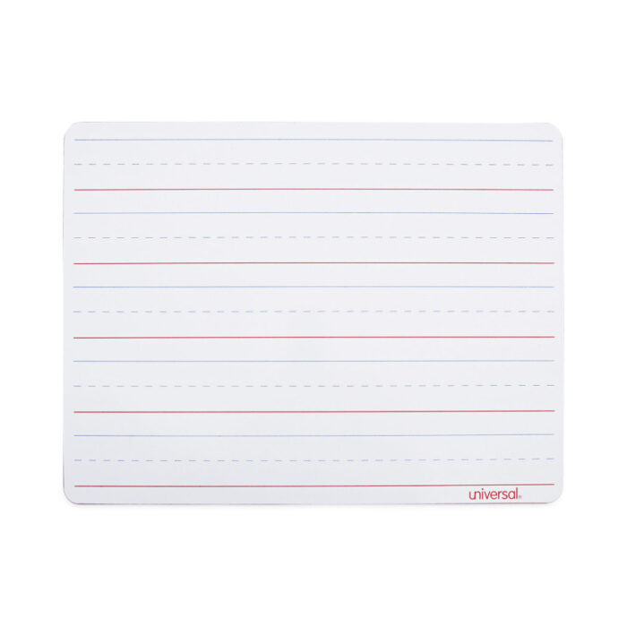Universal Lap/Learning Dry-Erase Board, Penmanship Ruled, 11.75 x 8.75, White Surface, 6/Pack (UNV43911)