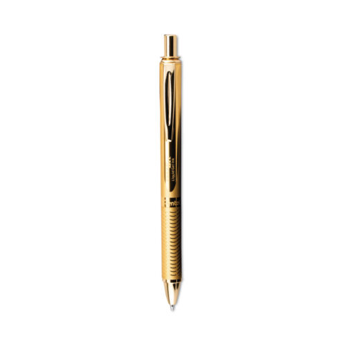 Pentel EnerGel Alloy Gel Pen, Retractable, Medium 0.7 mm, Black Ink, Gold Barrel (PENBL407XABX)