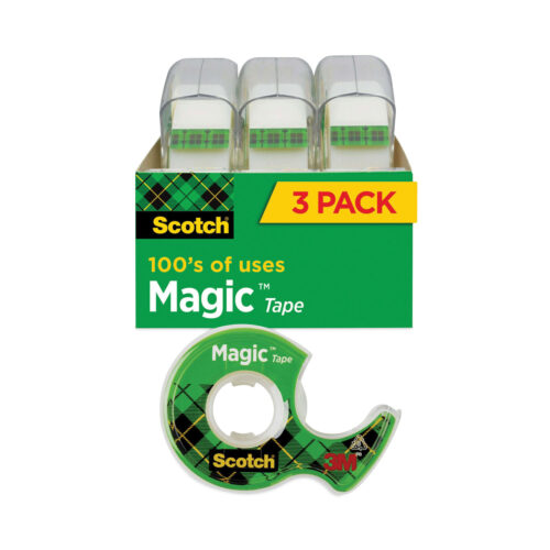 Scotch Magic Tape in Handheld Dispenser, 1" Core, 0.75" x 25 ft, Clear, 3/Pack (MMM3105)