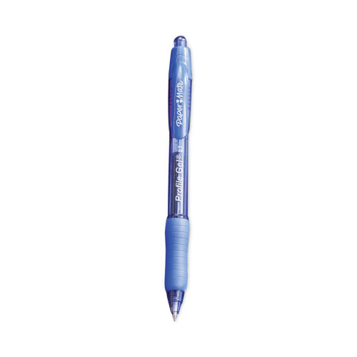 Paper Mate Profile Gel Pen, Retractable, Fine 0.5 mm, Blue Ink, Translucent Blue Barrel, Dozen (PAP2102130)