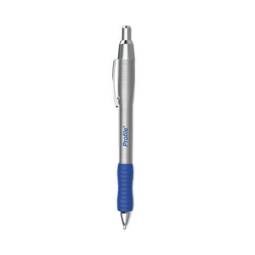 Paper Mate Profile Metal Ballpoint Pen, Retractable, Medium 1 mm, Blue Ink, Silver Barrel, Dozen (PAP2130518)