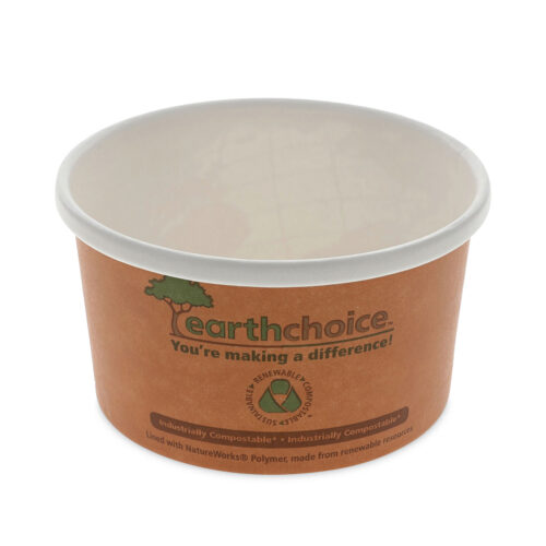 Pactiv Evergreen EarthChoice Compostable Soup Cup, Small, 8 oz, 3 x 3 x 3, Brown, Paper, 500/Carton (PCTPHSC8ECDI)