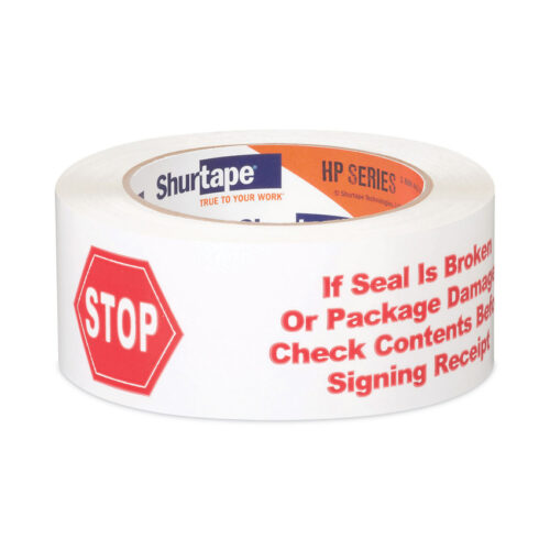 HP 240 Packing Tape, 1.88" x 109.36 yds, White with Red Print, 36/Carton (SHU124152)