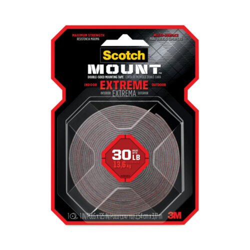 Scotch Extreme Mounting Tape, Holds Up to 30 lbs, 1 x 60, Black (MMM414H)