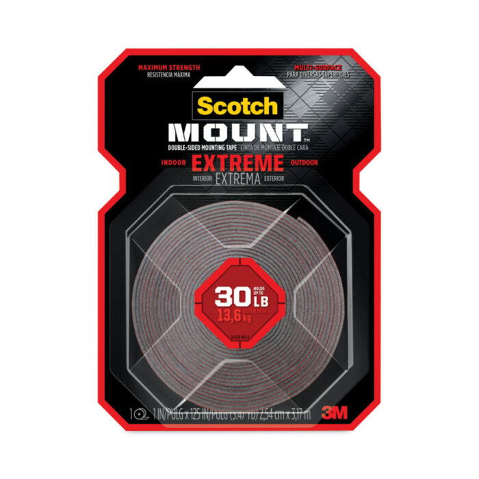 Scotch Extreme Mounting Tape, Holds Up to 30 lbs, 1 x 60, Black (MMM414H)