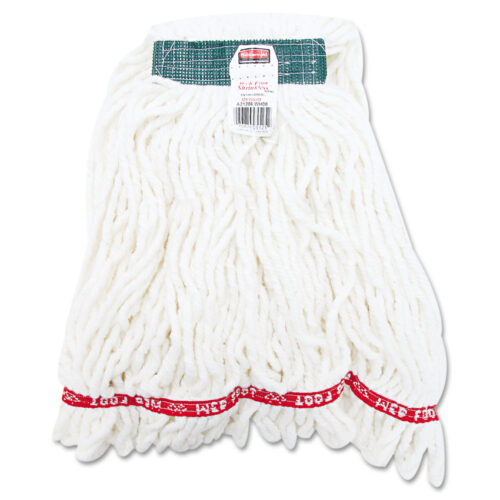 Rubbermaid Commercial Web Foot Shrinkless Looped-End Wet Mop Head, Cotton/Synthetic, Medium, White, 6/Carton (RCPA21206WHICT)