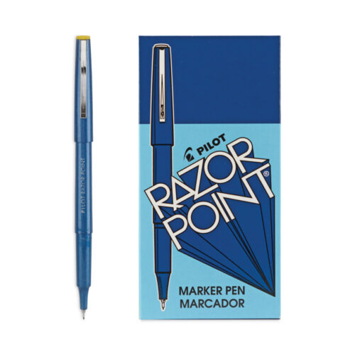 Pilot Razor Point Fine Line Porous Point Pen, Stick, Extra-Fine 0.3 mm, Blue Ink, Blue Barrel, Dozen (PIL11004)
